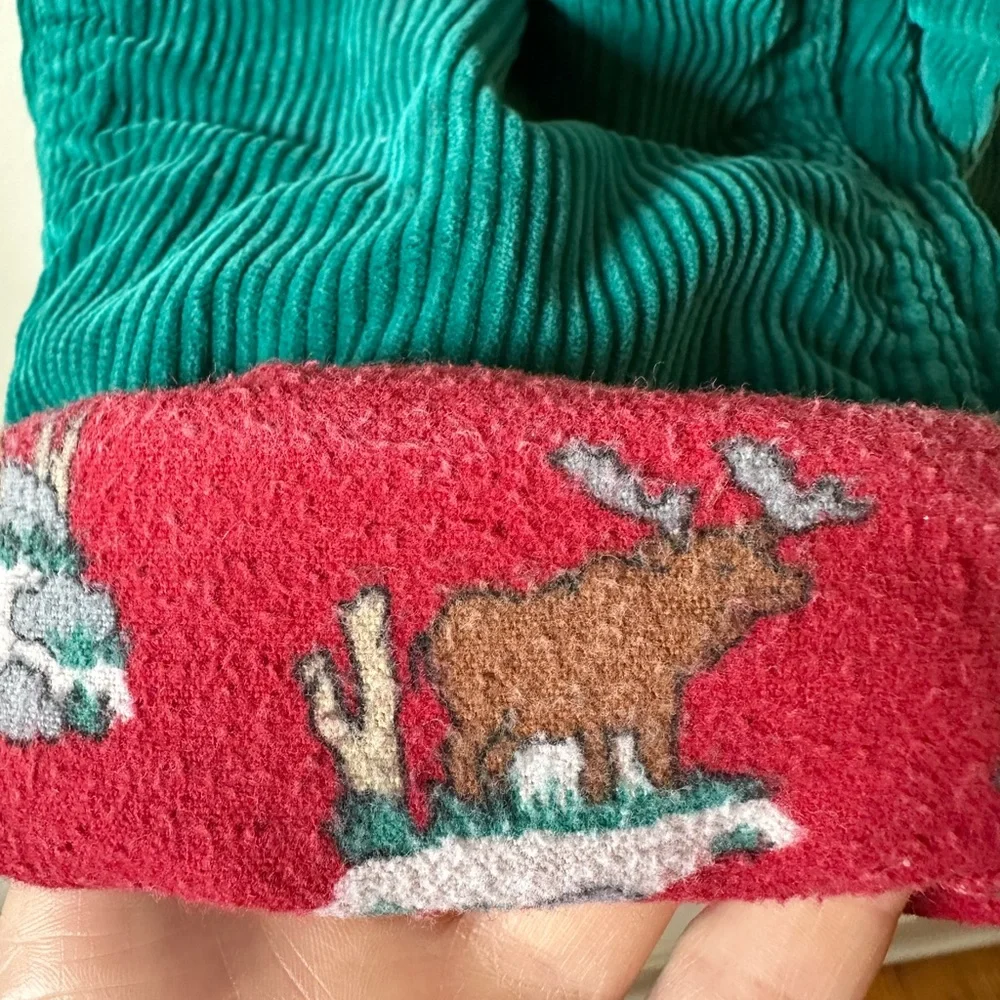 Vintage Oshkosh Vestback Made in USA Fleece Lined Winter Animals Print Green 3T